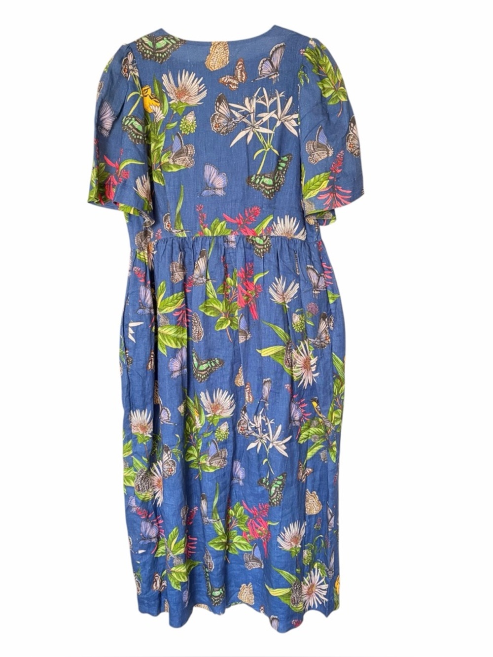 J. Mclaughlin Annora Linen Jardin Mariposa Floral Button up Sleeve Midi Dress M - Picture 7 of 11